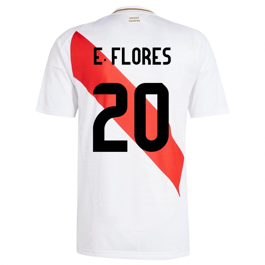 Kinderen Peru Edison Flores #20 Wit Thuisshirt Thuistenue 24-26 T-Shirt België