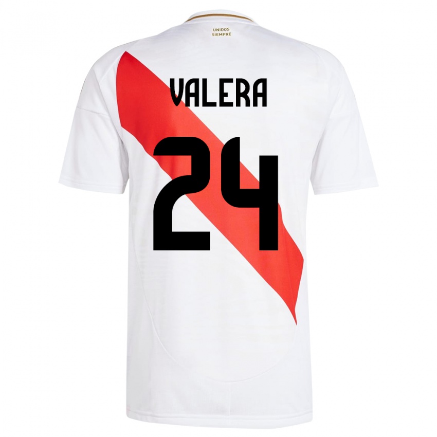 Kinder Peru Álex Valera #24 Weiß Heimtrikot Trikot 24-26 T-Shirt Belgien