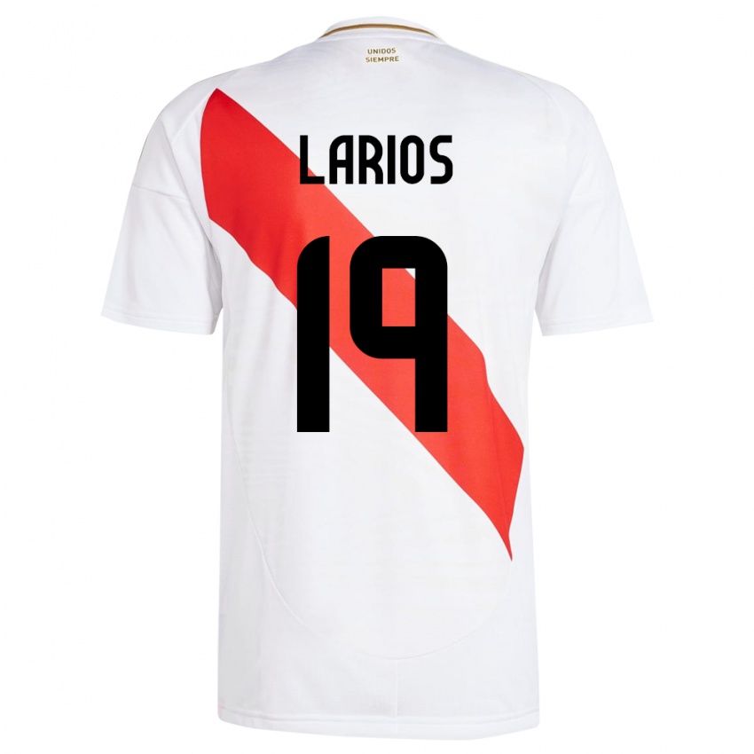 Kinderen Peru Guillermo Larios #19 Wit Thuisshirt Thuistenue 24-26 T-Shirt België