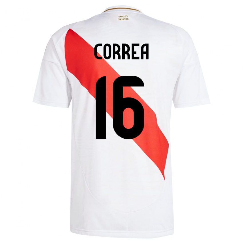 Enfant Maillot Pérou Eslyn Correa #16 Blanc Tenues Domicile 24-26 T-Shirt Belgique