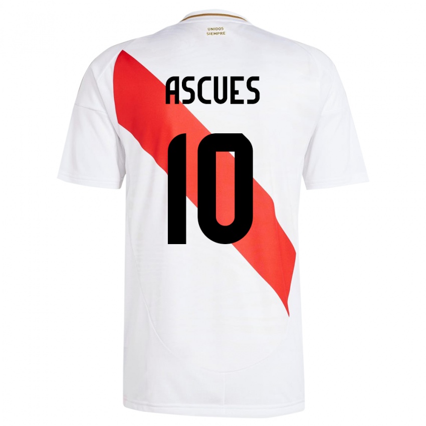 Kinderen Peru Adrián Ascues #10 Wit Thuisshirt Thuistenue 24-26 T-Shirt België