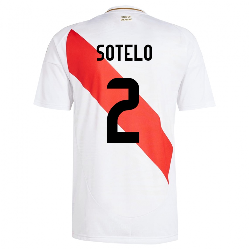 Kinder Peru Ghian Sotelo #2 Weiß Heimtrikot Trikot 24-26 T-Shirt Belgien