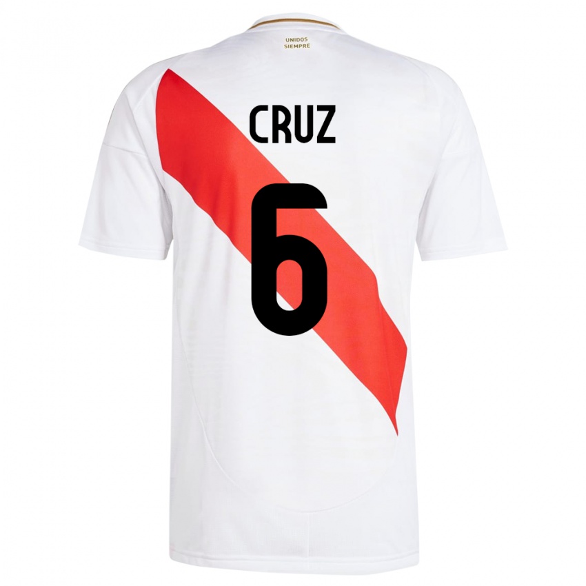 Kinderen Peru Esteban Cruz #6 Wit Thuisshirt Thuistenue 24-26 T-Shirt België