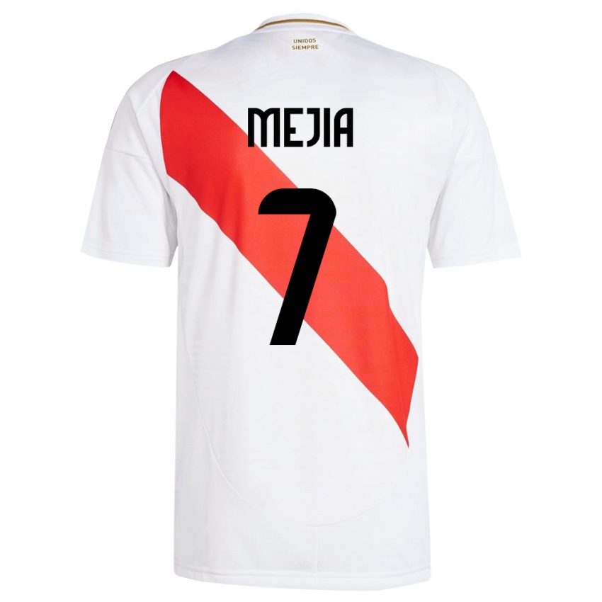 Kinder Peru Hiroshi Mejía #7 Weiß Heimtrikot Trikot 24-26 T-Shirt Belgien