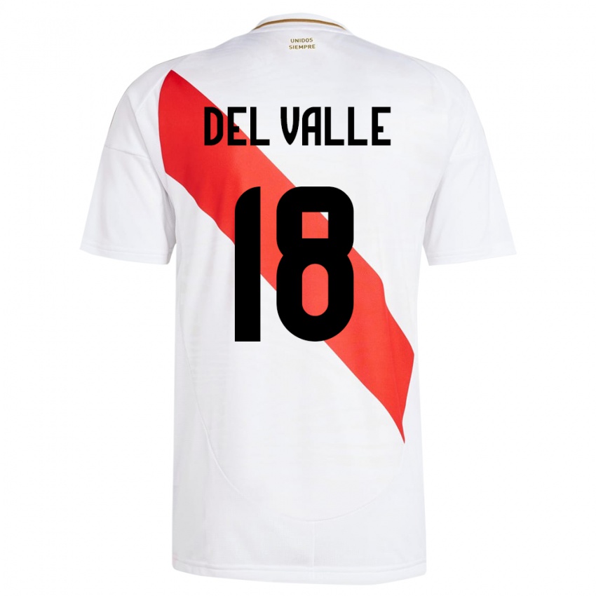 Kinder Peru Yamir Del Valle #18 Weiß Heimtrikot Trikot 24-26 T-Shirt Belgien