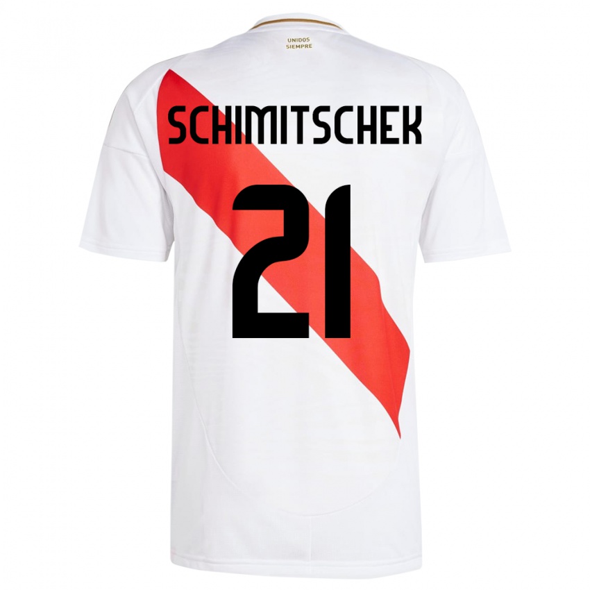 Kinder Peru Ian Schimitschek #21 Weiß Heimtrikot Trikot 24-26 T-Shirt Belgien