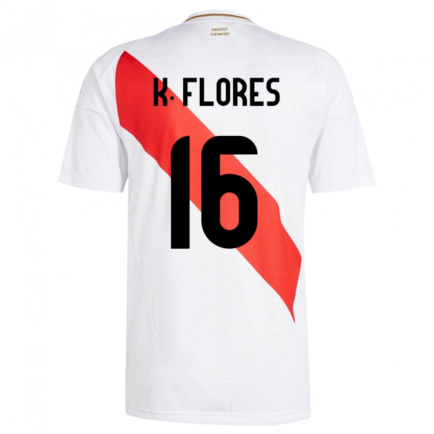 Kinderen Peru Kimbherly Flores #16 Wit Thuisshirt Thuistenue 24-26 T-Shirt België