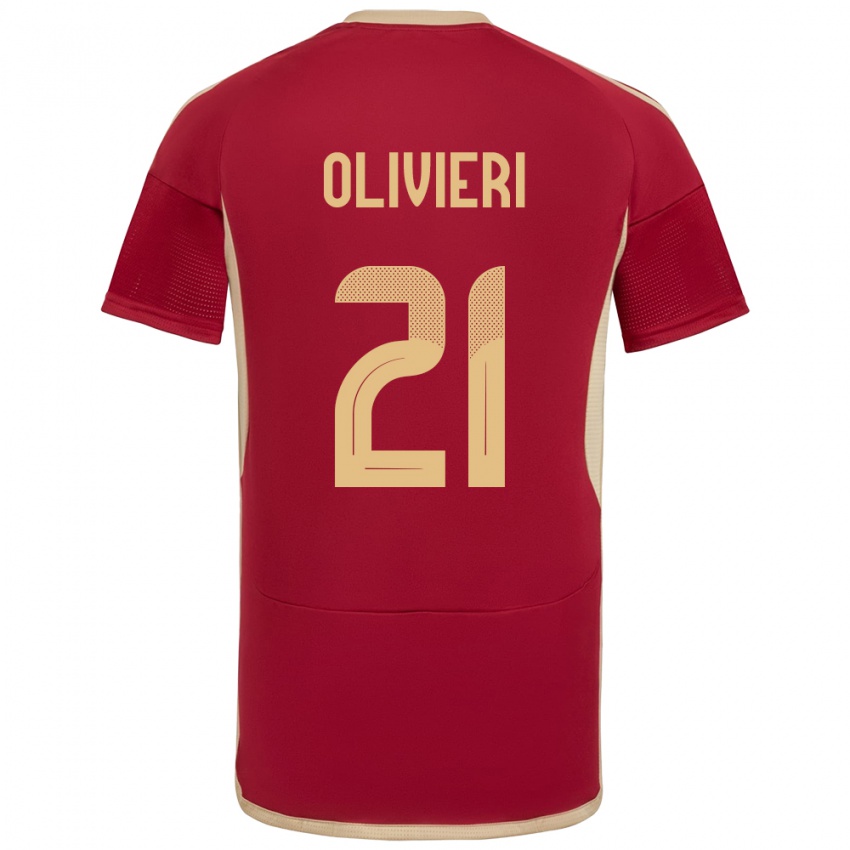 Kinder Venezuela Bárbara Olivieri #21 Burgund Heimtrikot Trikot 24-26 T-Shirt Belgien