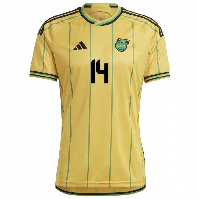 Kinderen Jamaica Siobhan Wilson #14 Geel Thuisshirt Thuistenue 24-26 T-Shirt België