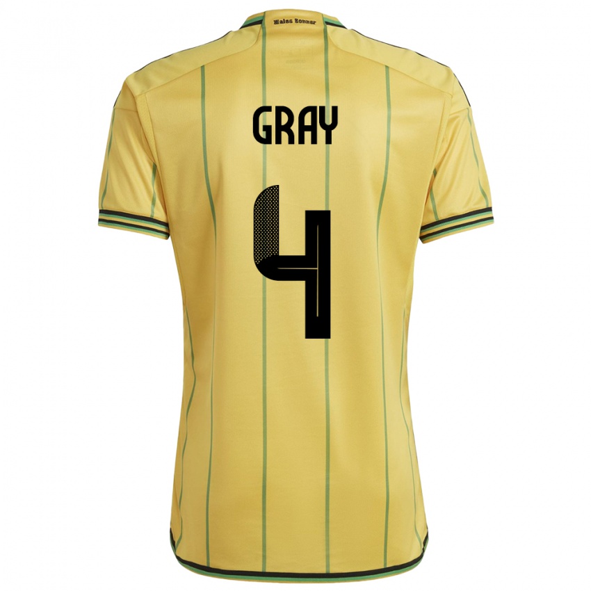 Kinderen Jamaica Tayvon Gray #4 Geel Thuisshirt Thuistenue 24-26 T-Shirt België