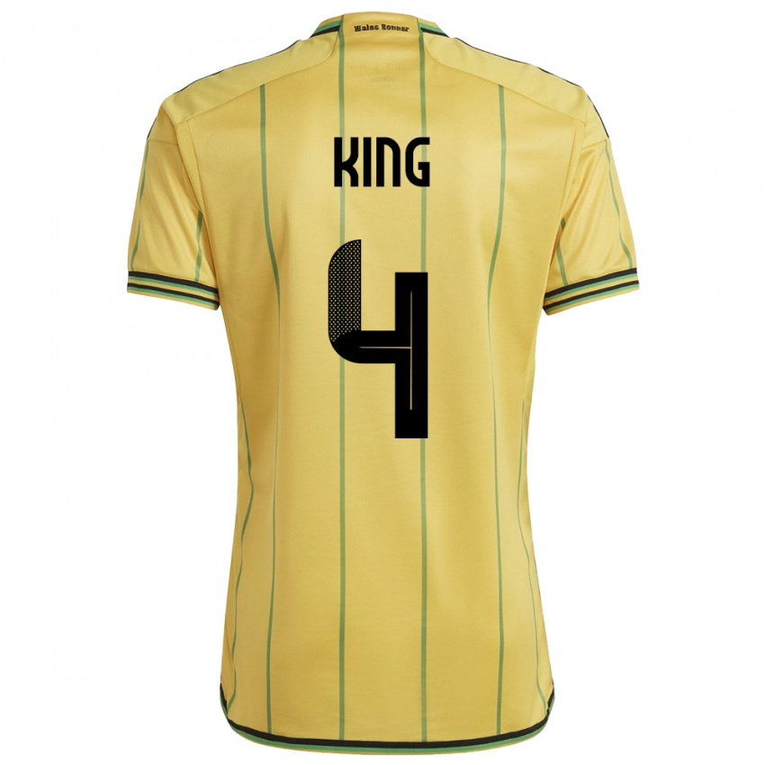 Kinder Jamaika Richard King #4 Gelb Heimtrikot Trikot 24-26 T-Shirt Belgien