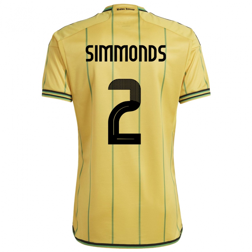 Kinderen Jamaica Nicholas Simmonds #2 Geel Thuisshirt Thuistenue 24-26 T-Shirt België