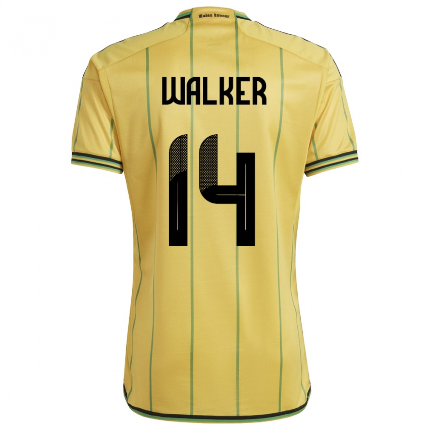 Kinderen Jamaica Ricshya Walker #14 Geel Thuisshirt Thuistenue 24-26 T-Shirt België