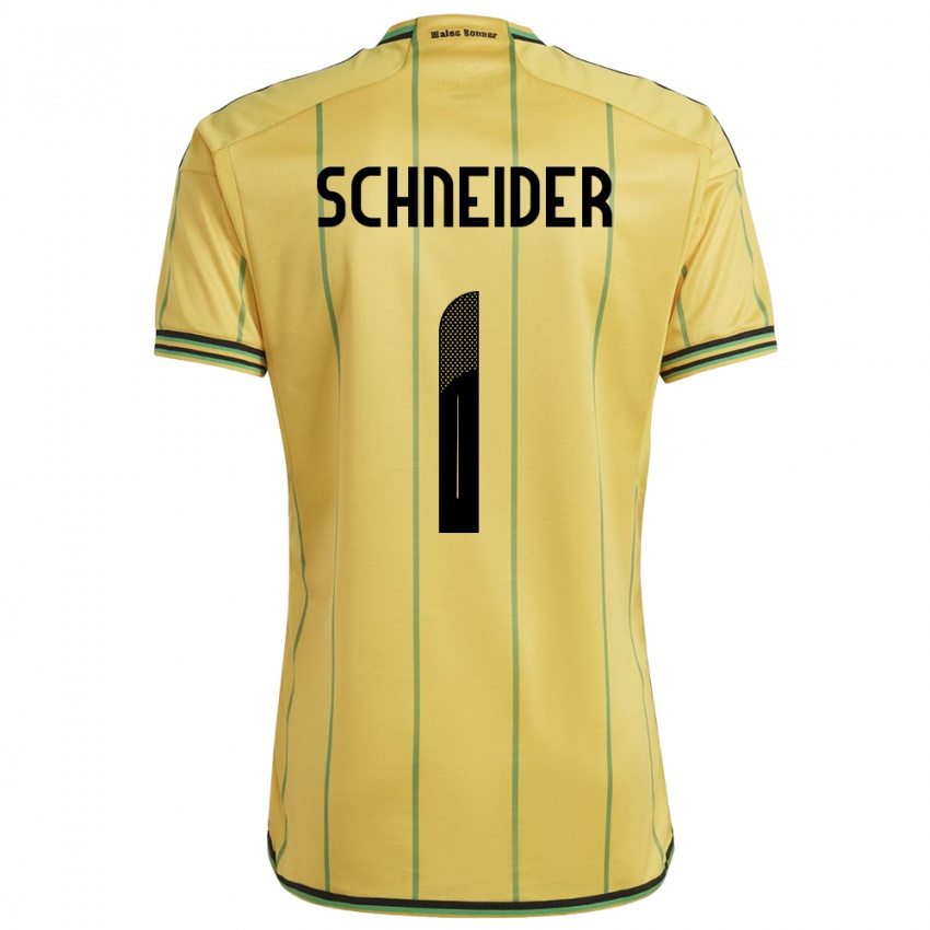 Kinderen Jamaica Sydney Schneider #1 Geel Thuisshirt Thuistenue 24-26 T-Shirt België