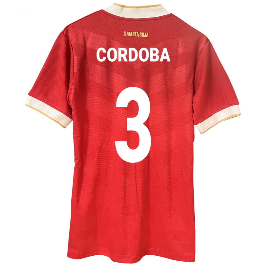 Kinder Panama José Córdoba #3 Rot Heimtrikot Trikot 24-26 T-Shirt Belgien