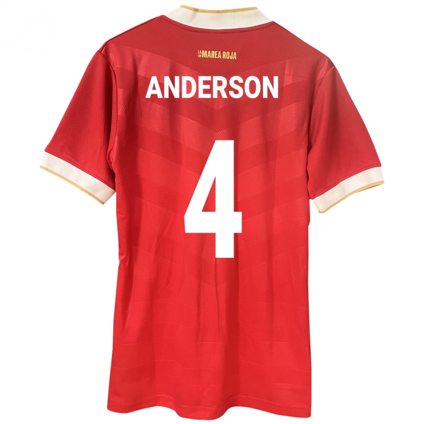 Kinderen Panama Eduardo Anderson #4 Rood Thuisshirt Thuistenue 24-26 T-Shirt België