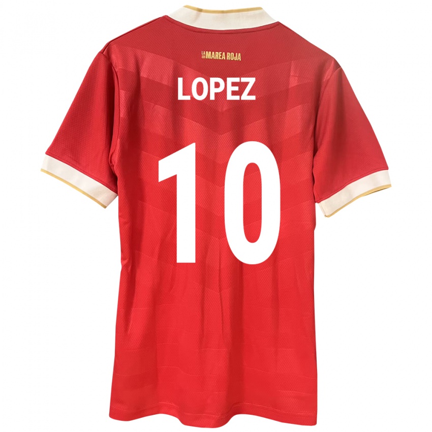 Enfant Maillot Panama Ovidio Lopez #10 Rouge Tenues Domicile 24-26 T-Shirt Belgique