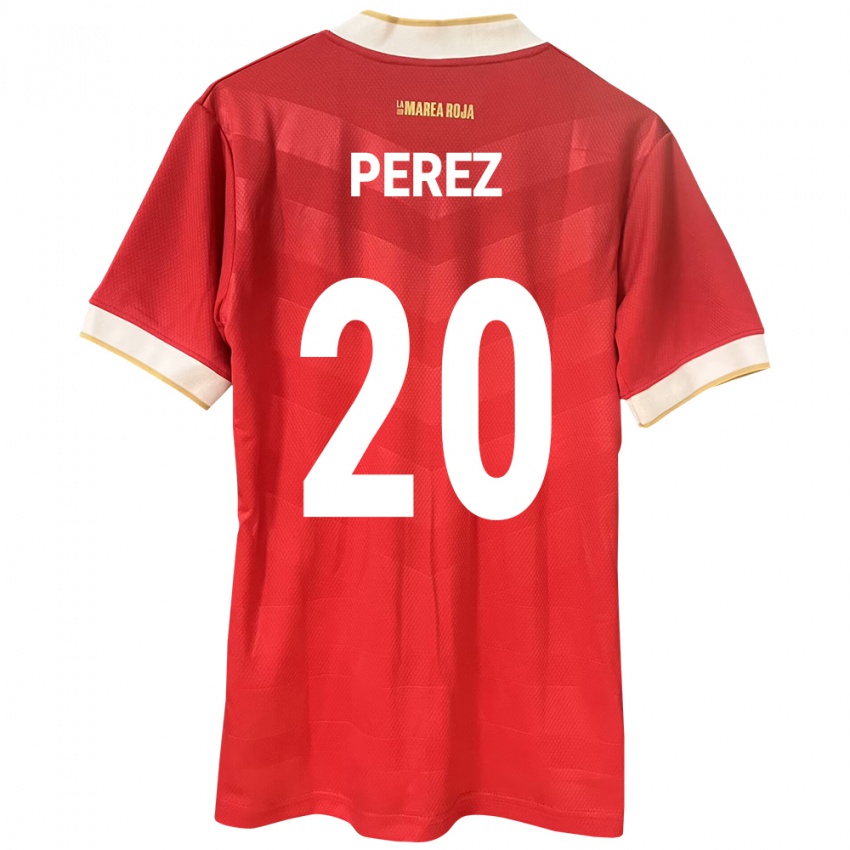 Enfant Maillot Panama Blas Pérez #20 Rouge Tenues Domicile 24-26 T-Shirt Belgique