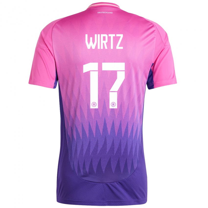 Kinder Deutschland Florian Wirtz #17 Pink Lila Auswärtstrikot Trikot 24-26 T-Shirt Belgien