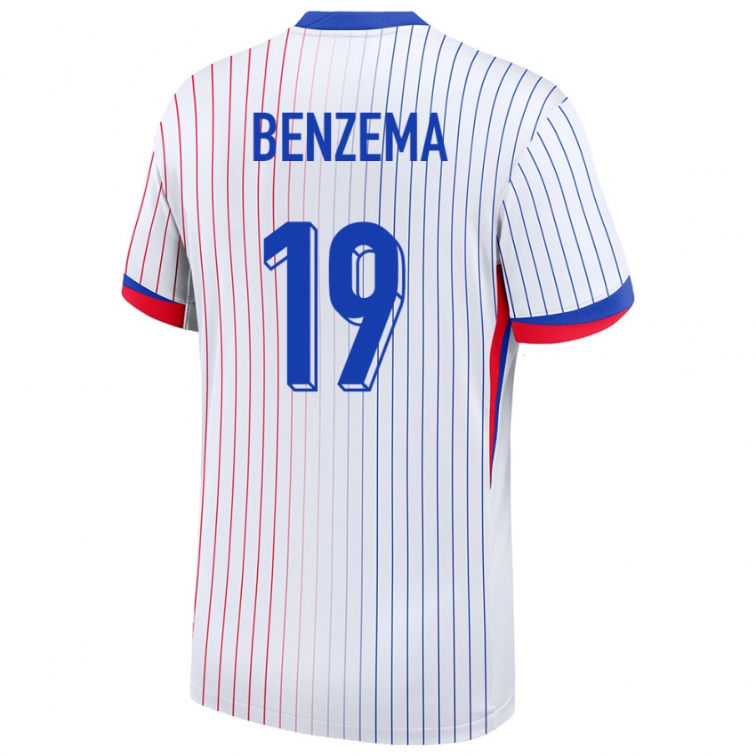 Enfant Maillot France Karim Benzema #19 Blanc Tenues Extérieur 24-26 T-Shirt Belgique