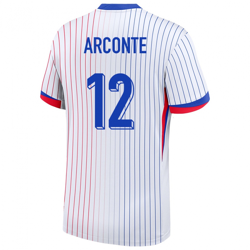 Kinder Frankreich Tairyk Arconte #12 Weiß Auswärtstrikot Trikot 24-26 T-Shirt Belgien