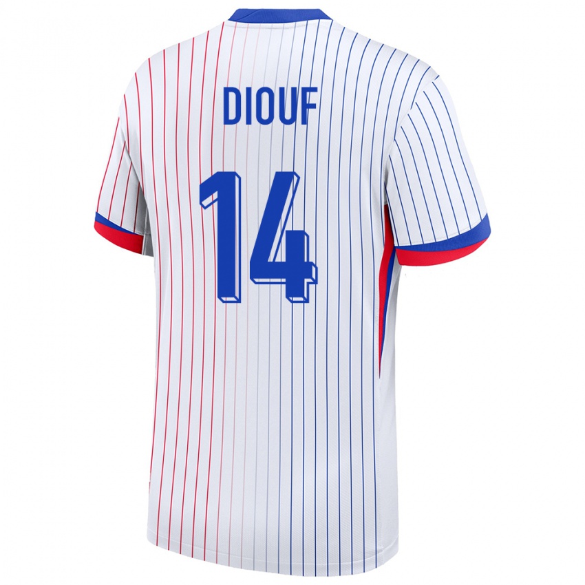 Enfant Maillot France Andy Diouf #14 Blanc Tenues Extérieur 24-26 T-Shirt Belgique