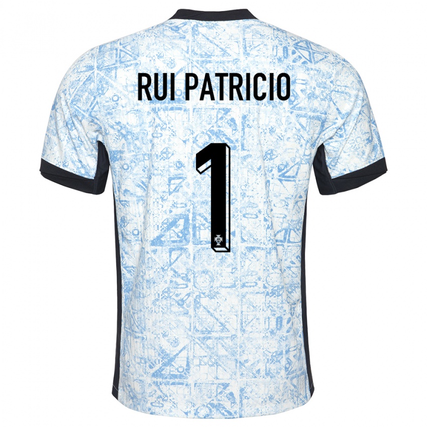 Kinderen Portugal Rui Patricio #1 Crème Blauw Uitshirt Uittenue 24-26 T-Shirt België