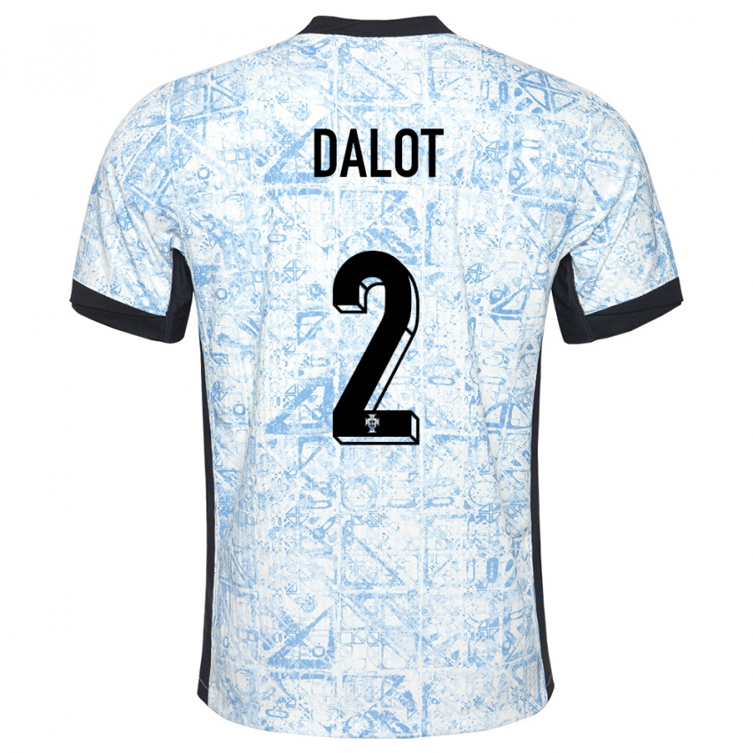 Enfant Maillot Portugal Diogo Dalot #2 Bleu Crème Tenues Extérieur 24-26 T-Shirt Belgique