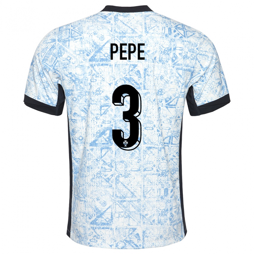 Enfant Maillot Portugal Pepe #3 Bleu Crème Tenues Extérieur 24-26 T-Shirt Belgique