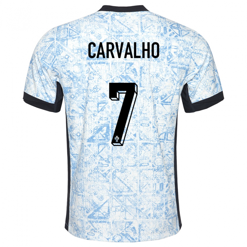 Enfant Maillot Portugal Fabio Carvalho #7 Bleu Crème Tenues Extérieur 24-26 T-Shirt Belgique