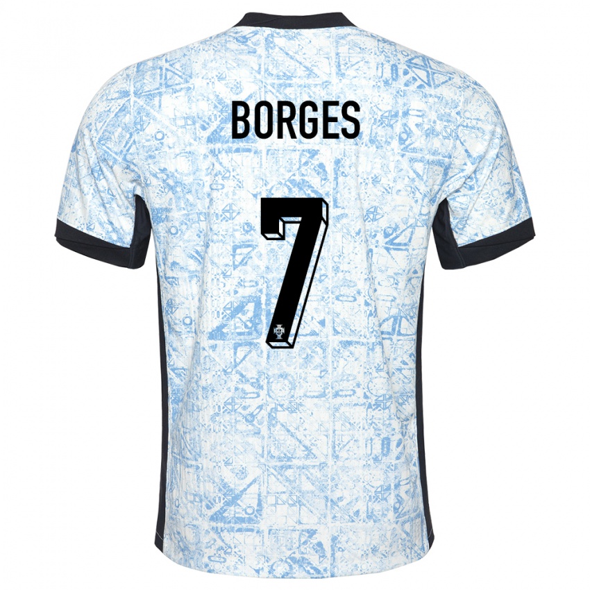 Enfant Maillot Portugal Carlos Borges #7 Bleu Crème Tenues Extérieur 24-26 T-Shirt Belgique