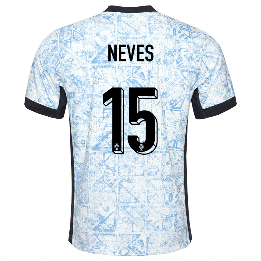 Kinderen Portugal Joao Neves #15 Crème Blauw Uitshirt Uittenue 24-26 T-Shirt België