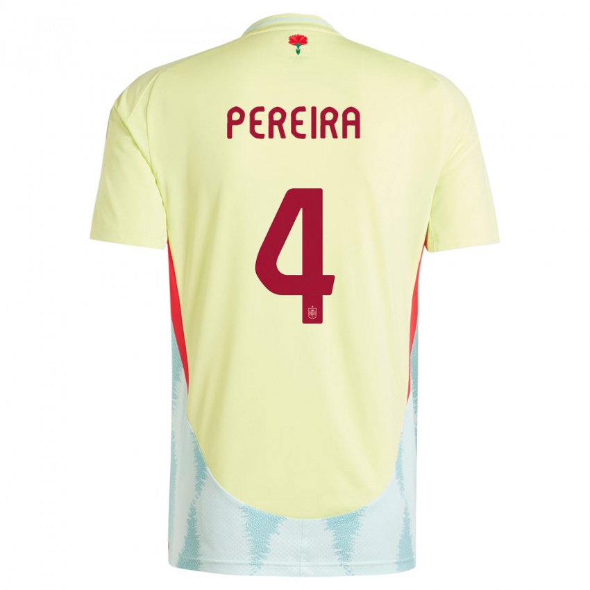 Kinderen Spanje Andrea Pereira #4 Geel Uitshirt Uittenue 24-26 T-Shirt België