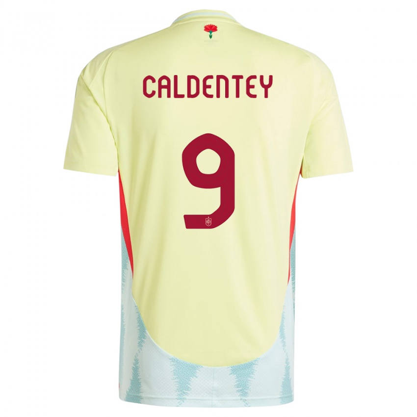 Kinderen Spanje Mariona Caldentey #9 Geel Uitshirt Uittenue 24-26 T-Shirt België