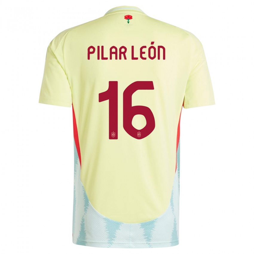 Kinderen Spanje Maria Pilar Leon #16 Geel Uitshirt Uittenue 24-26 T-Shirt België