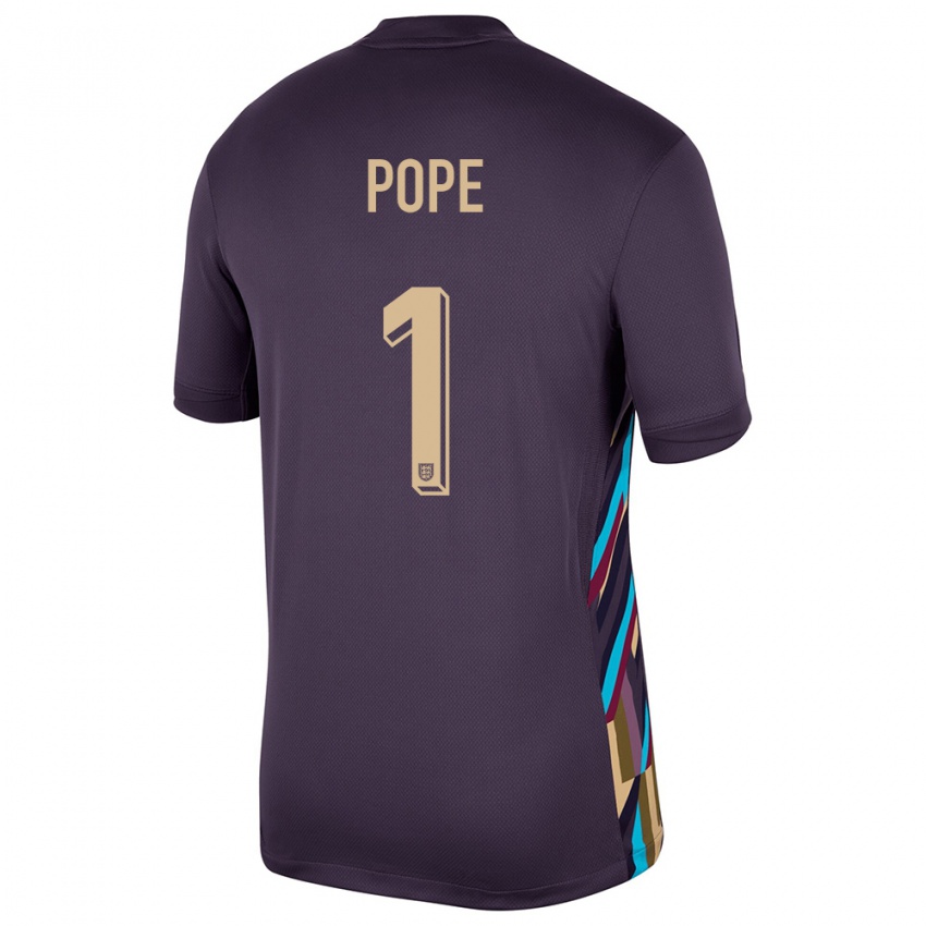 Kinderen Engeland Nick Pope #1 Donkere Rozijn Uitshirt Uittenue 24-26 T-Shirt België