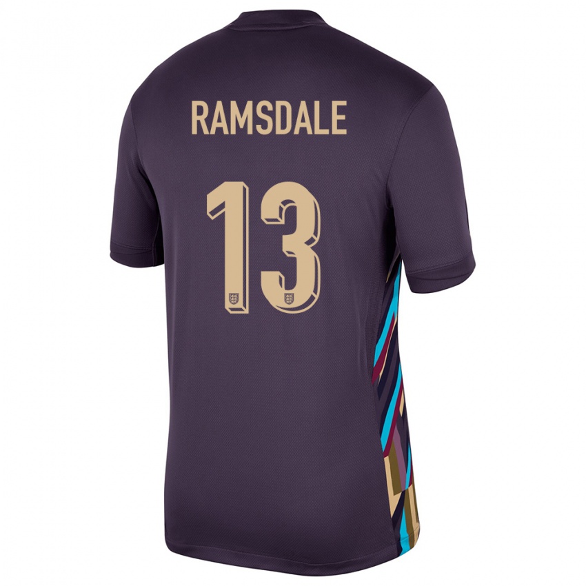 Kinderen Engeland Aaron Ramsdale #13 Donkere Rozijn Uitshirt Uittenue 24-26 T-Shirt België