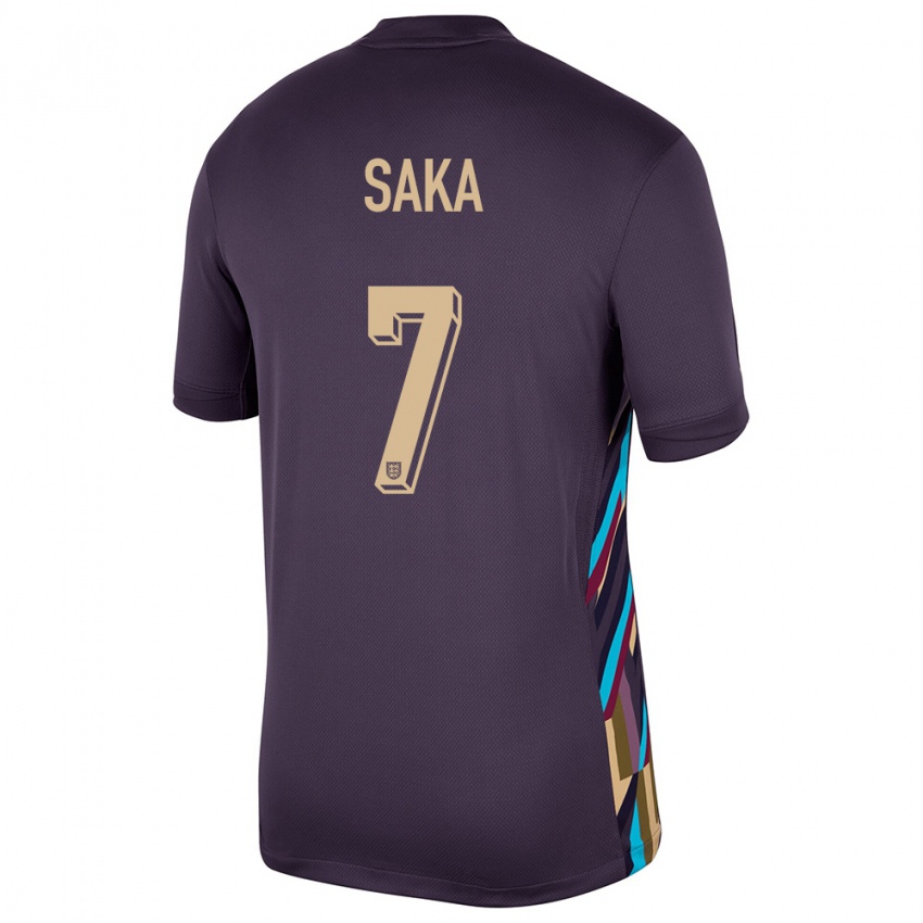 Enfant Maillot Angleterre Bukayo Saka #7 Raisins Noirs Tenues Extérieur 24-26 T-Shirt Belgique