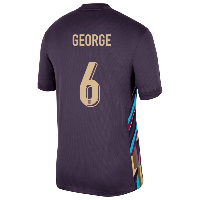 Enfant Maillot Angleterre Gabby George #6 Raisins Noirs Tenues Extérieur 24-26 T-Shirt Belgique