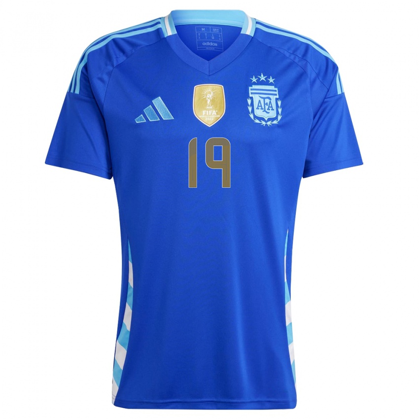 Enfant Maillot Argentine Brian Aguirre #19 Bleu Tenues Extérieur 24-26 T-Shirt Belgique