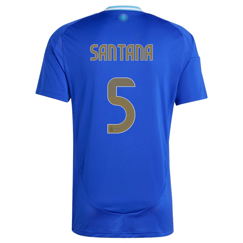 Kinderen Argentinië Vanesa Santana #5 Blauw Uitshirt Uittenue 24-26 T-Shirt België