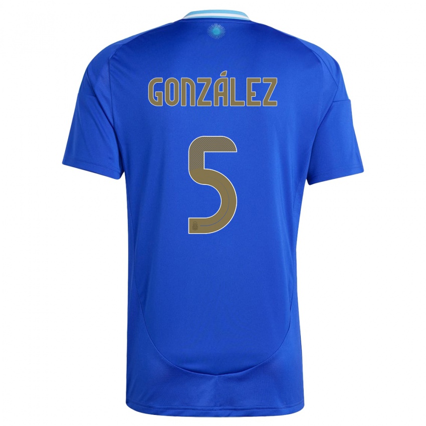 Kinderen Argentinië Maximiliano Gonzalez #5 Blauw Uitshirt Uittenue 24-26 T-Shirt België