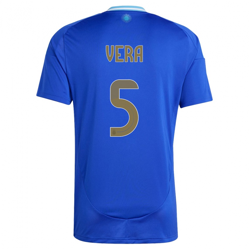 Kinderen Argentinië Fausto Vera #5 Blauw Uitshirt Uittenue 24-26 T-Shirt België