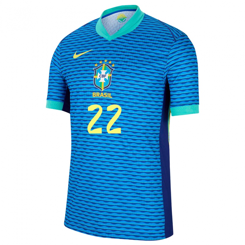 Kinder Brasilien Millene #22 Blau Auswärtstrikot Trikot 24-26 T-Shirt Belgien