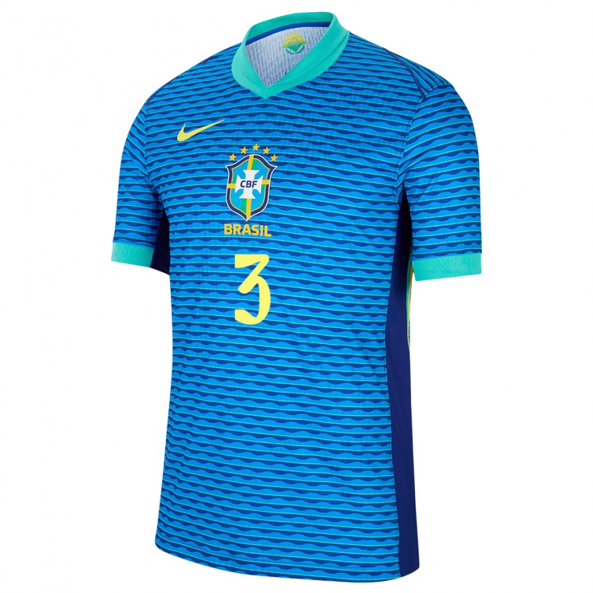 Kinder Brasilien Eder Militao #3 Blau Auswärtstrikot Trikot 24-26 T-Shirt Belgien