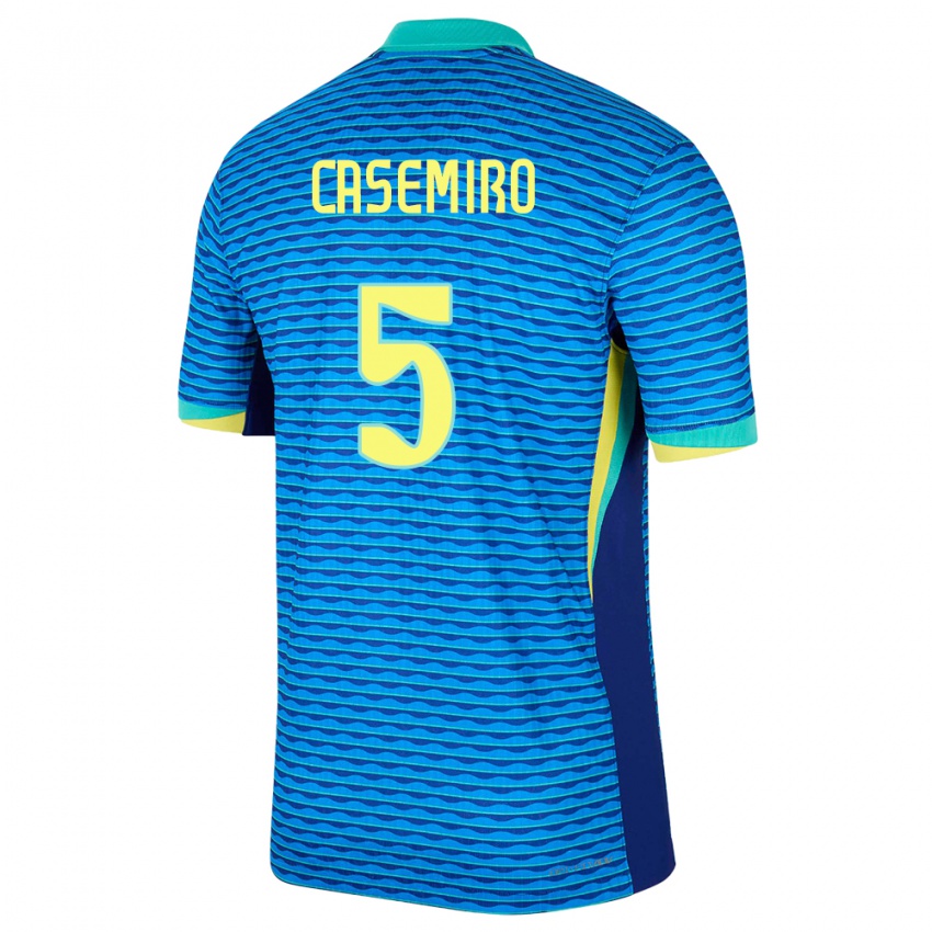 Kinderen Brazilië Casemiro #5 Blauw Uitshirt Uittenue 24-26 T-Shirt België