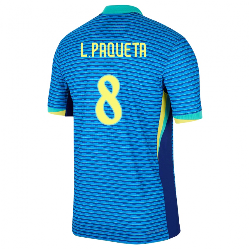 Kinder Brasilien Lucas Paqueta #8 Blau Auswärtstrikot Trikot 24-26 T-Shirt Belgien