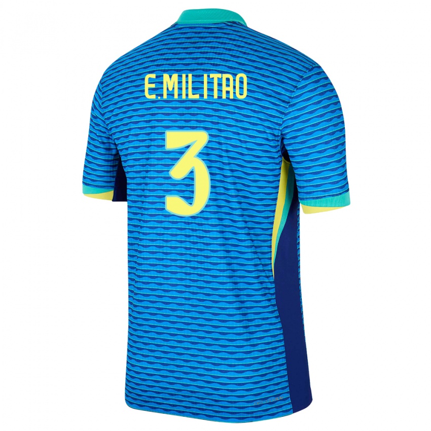 Kinder Brasilien Eder Militao #3 Blau Auswärtstrikot Trikot 24-26 T-Shirt Belgien