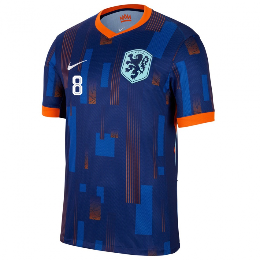 Enfant Maillot Pays-Bas Sisca Folkertsma #8 Bleu Tenues Extérieur 24-26 T-Shirt Belgique