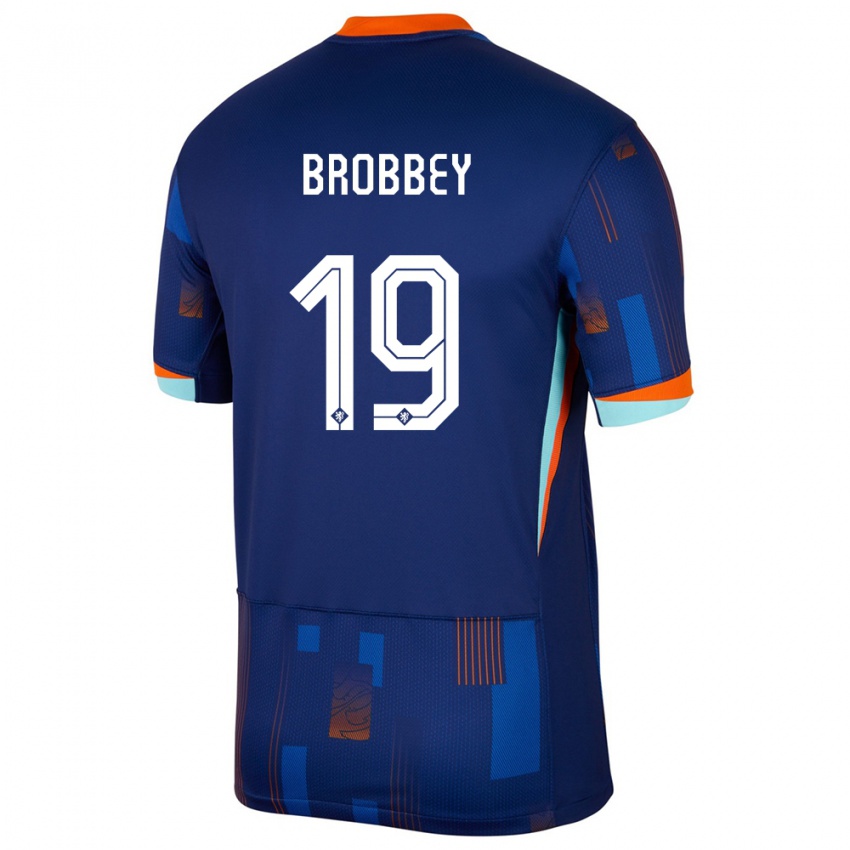 Kinder Niederlande Brian Brobbey #10 Blau Auswärtstrikot Trikot 24-26 T-Shirt Belgien